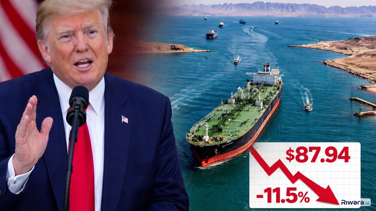 Presiden Donald Trump merespons pembukaan Selat Hormuz oleh Iran, sementara harga minyak dunia anjlok hingga 11,5 persen di tengah negosiasi damai yang masih berlangsung.